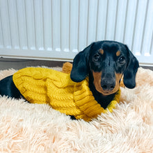 Load image into Gallery viewer, Chunky Knit Dog Jumper | Mustard - Charlie and Millie Co
