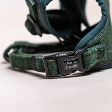 Load image into Gallery viewer, Tweed Dog Harness | Forest Green Herringbone - Charlie and Millie Co
