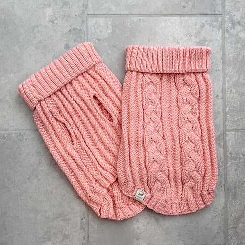 Chunky Knit Dog Jumper | Pink - Charlie and Millie Co