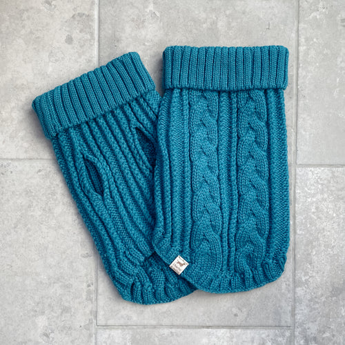 Chunky Knit Dog Jumper | Teal - Charlie and Millie Co