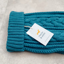 Load image into Gallery viewer, Chunky Knit Dog Jumper | Teal - Charlie and Millie Co
